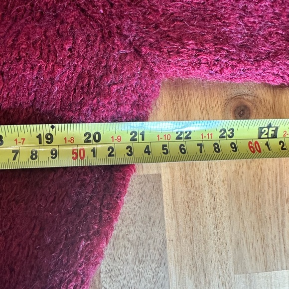 CJ Banks Fuzzy Soft Mohair Blend Deep Red Button Front Cardigan Sweater 1X - Picture 9 of 11